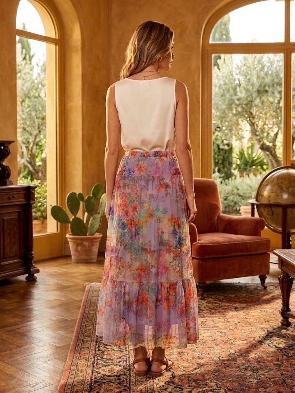 Johnny Was Tiered Maxi Skirt with Floral Embroidery NWT Size M - Picture 3 of 10